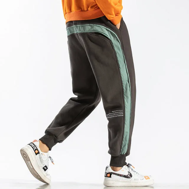 Line Pocket Patchwork Color Jogger Sweatpants