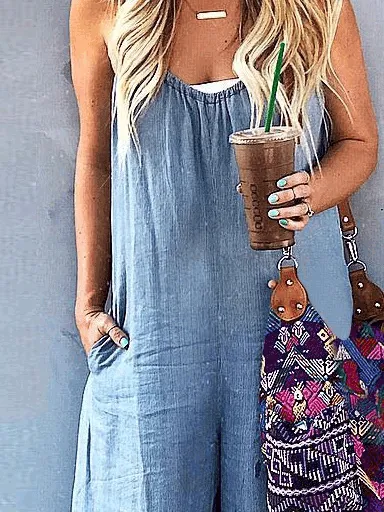 Loose Sling Pocket Wide-Leg Jumpsuit