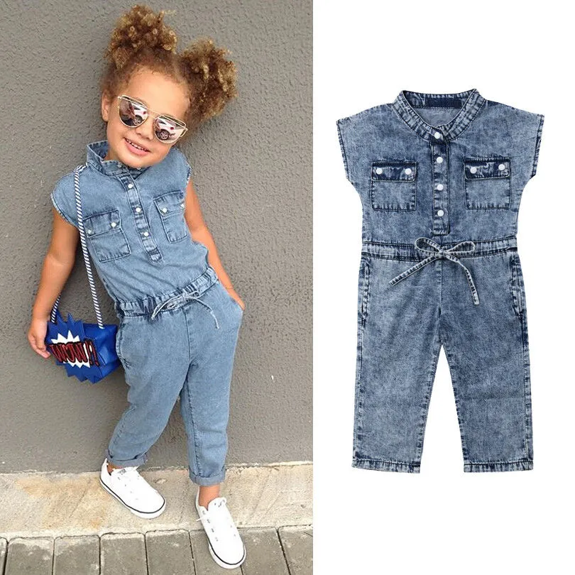 Lucille - Toddler Girls Denim Playsuit