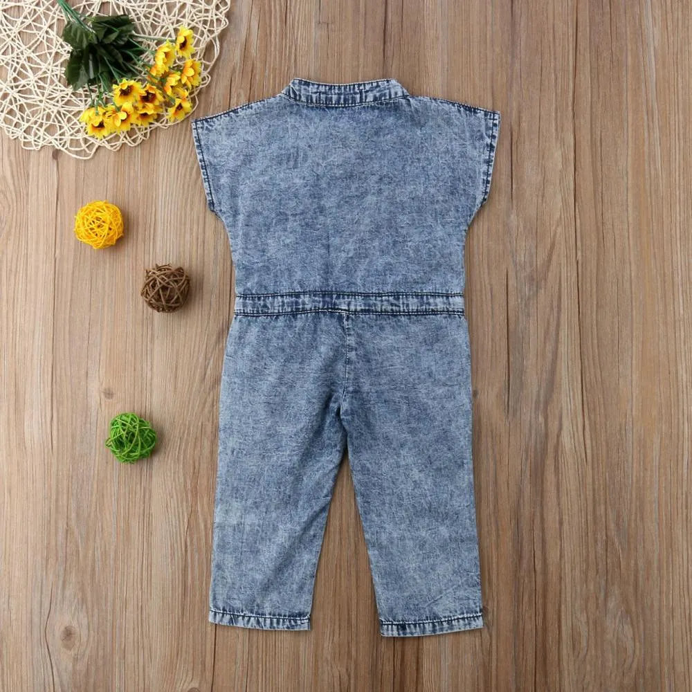 Lucille - Toddler Girls Denim Playsuit