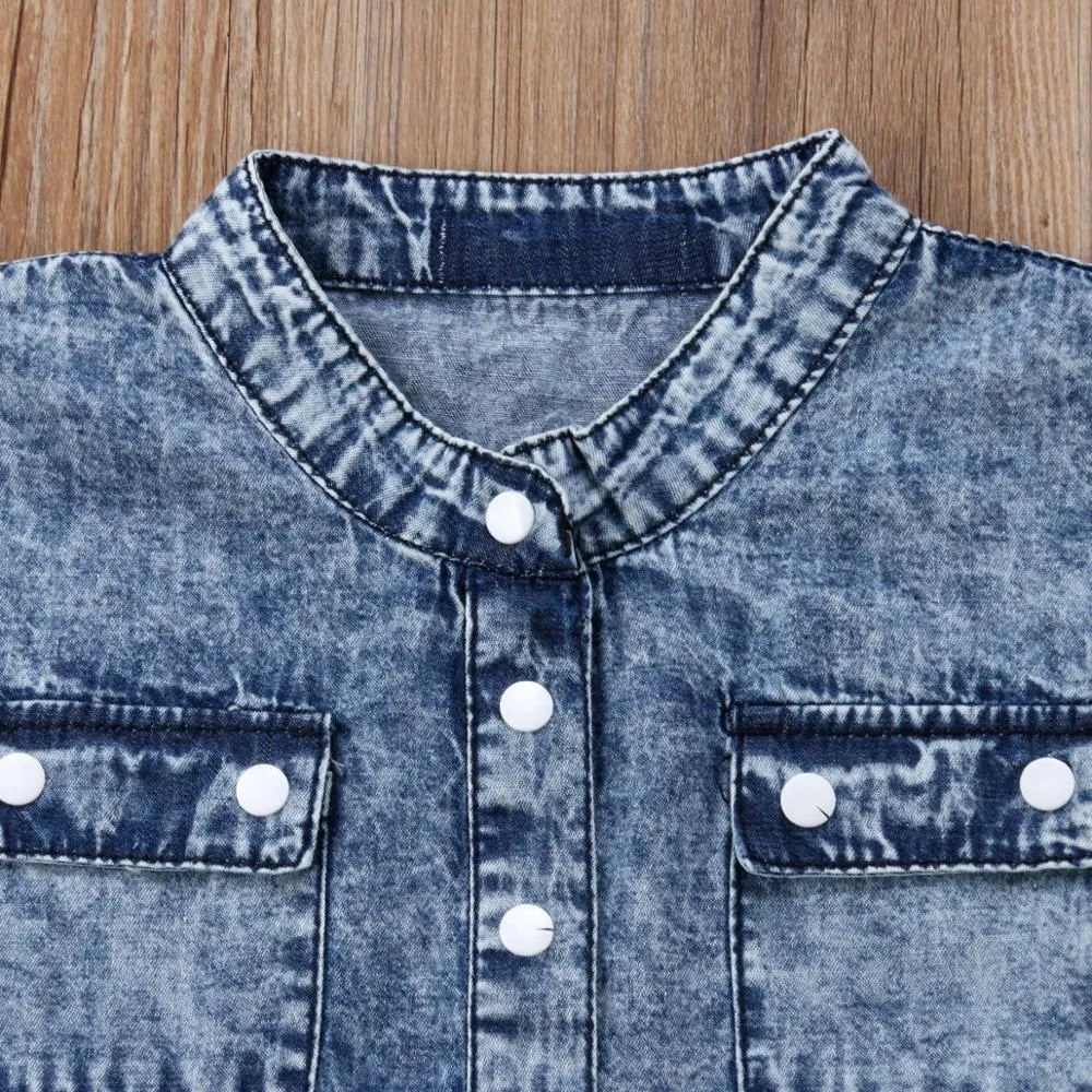 Lucille - Toddler Girls Denim Playsuit