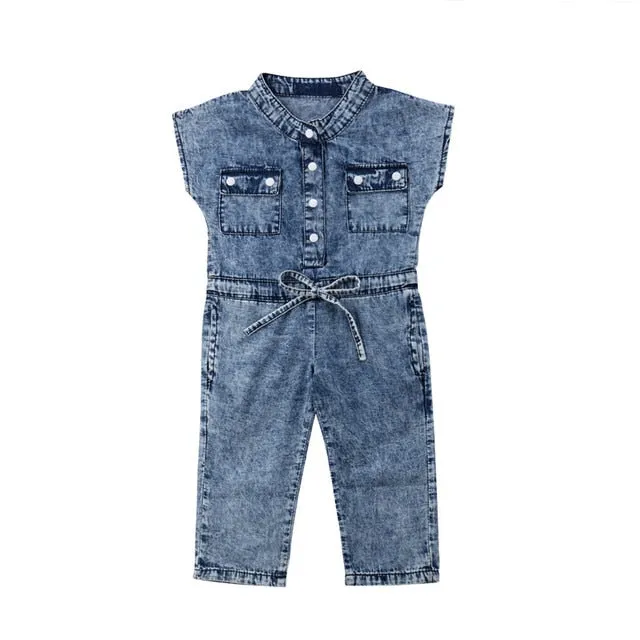 Lucille - Toddler Girls Denim Playsuit