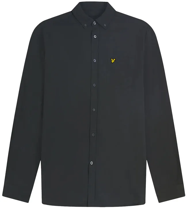 Lyle and Scott Mens Regular Fit Light Weight Oxford Shirt Gunmetal Jet Black