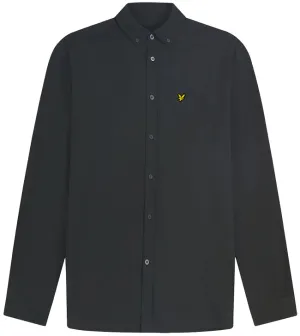 Lyle and Scott Mens Regular Fit Light Weight Oxford Shirt Gunmetal Jet Black