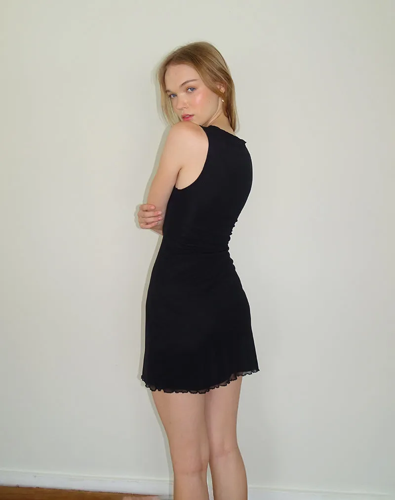 Masita Asymmetric Mini Dress in Black