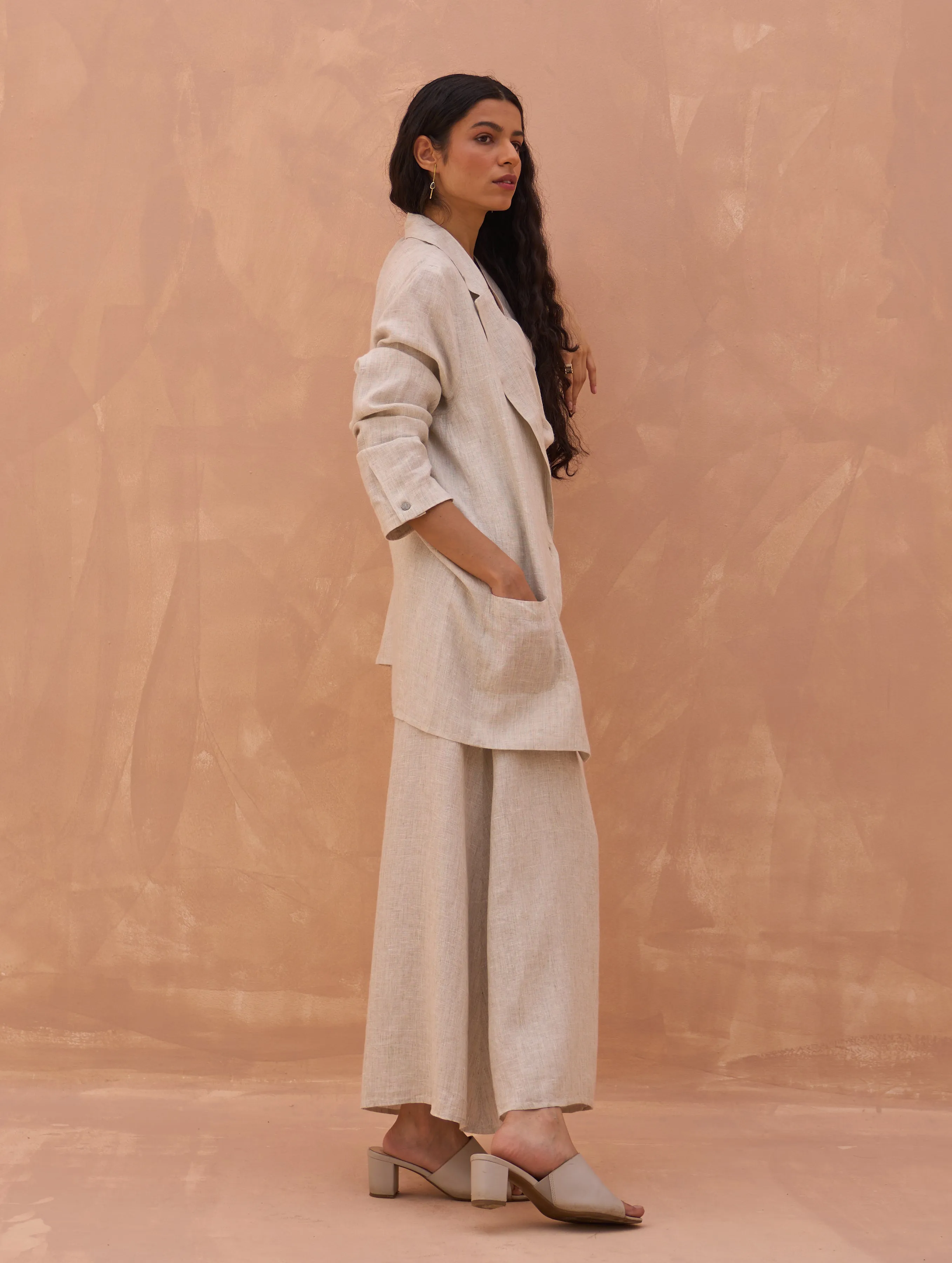 Maya Linen Dress with Jacket - Off White