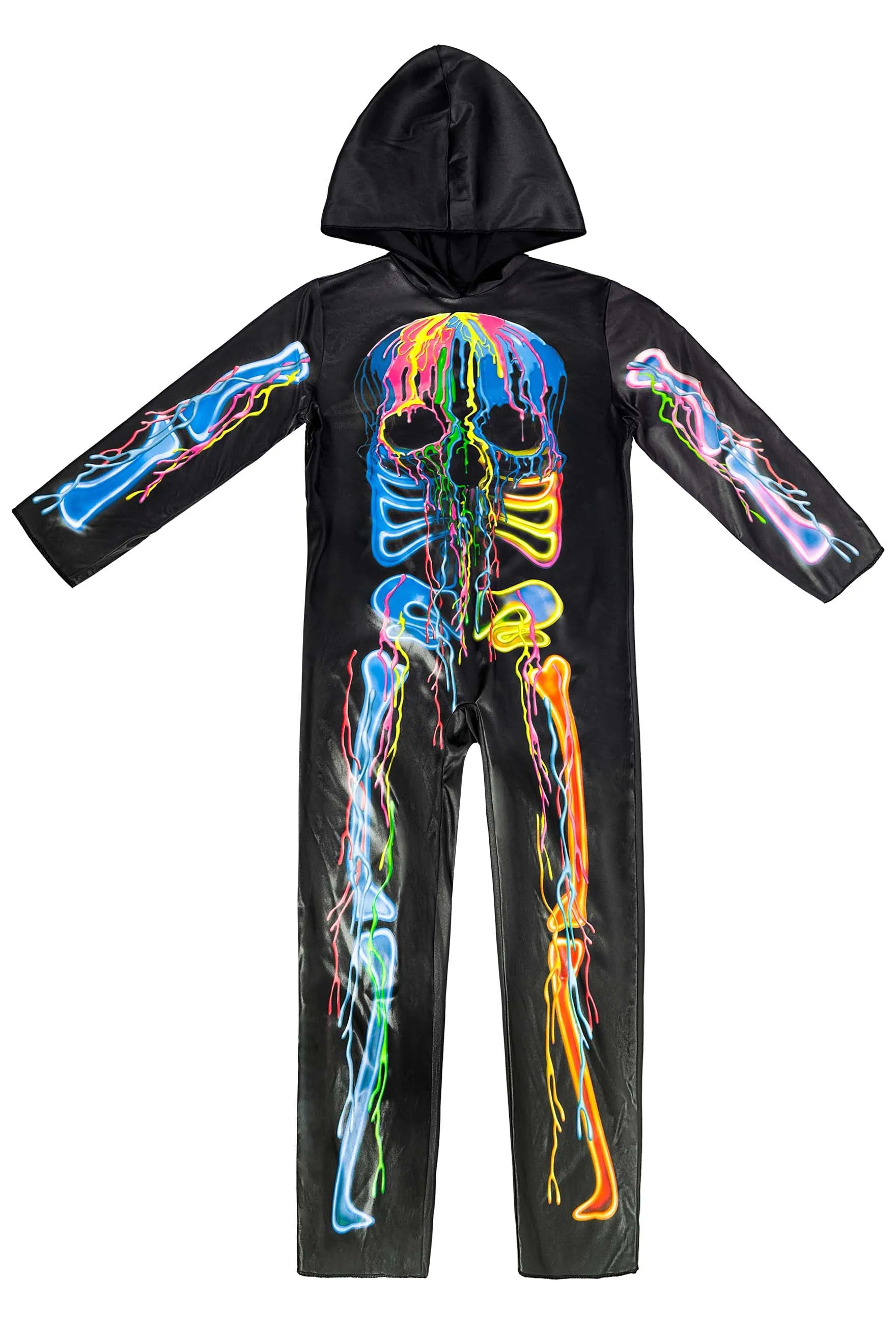 Men Colorful Line Skeleton Hooded Jumpsuit