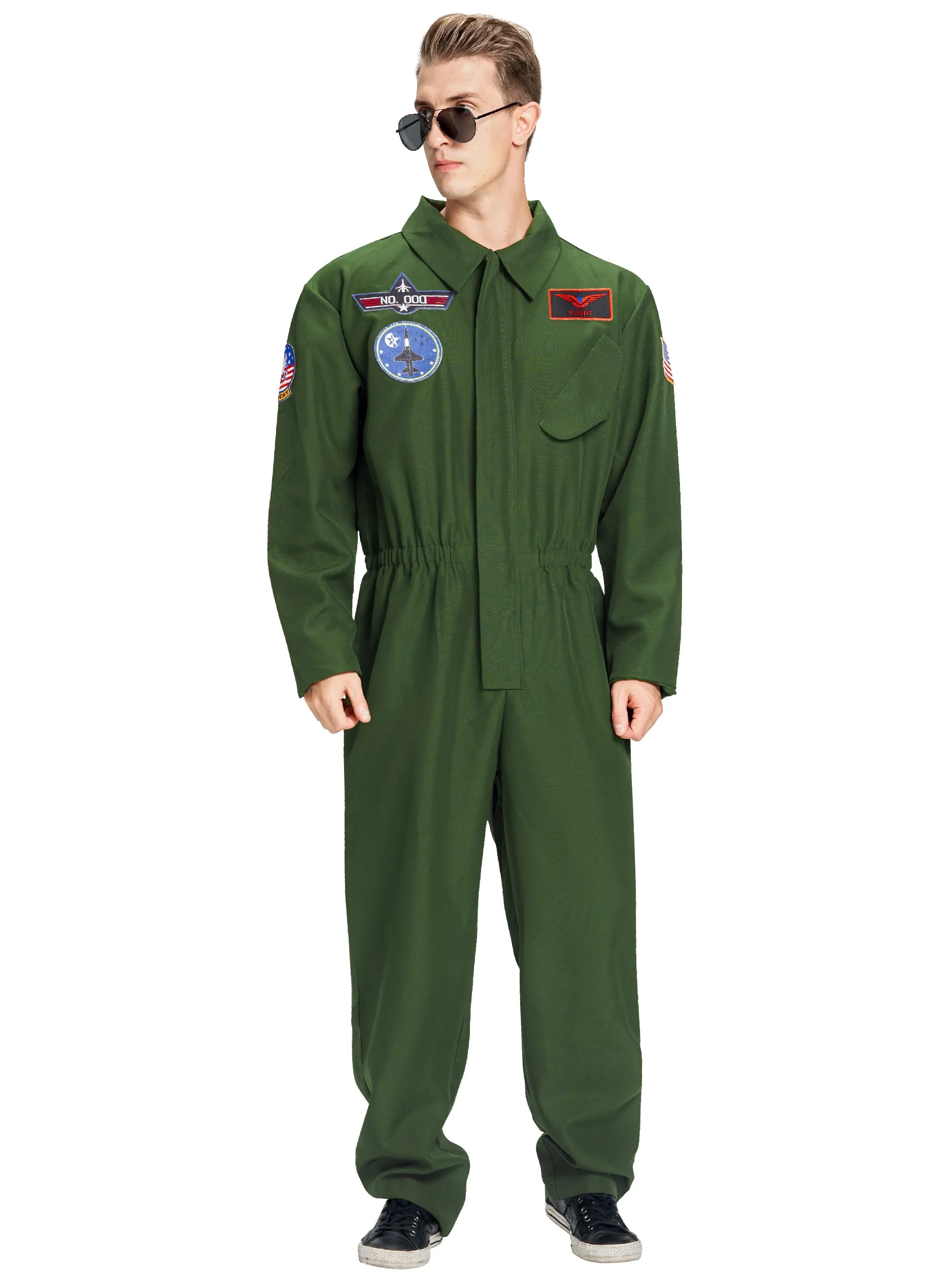 Men Fighter Pilot Jumpsuit Halloween Costume