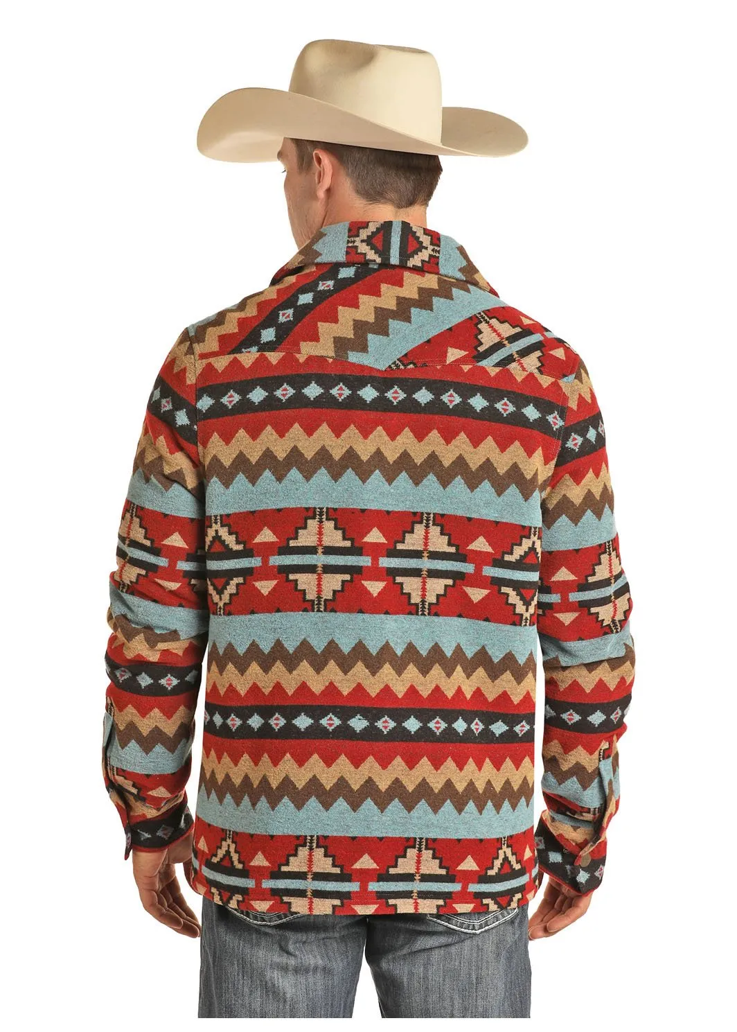 Men's Aztec Jacquard Jacket, Red