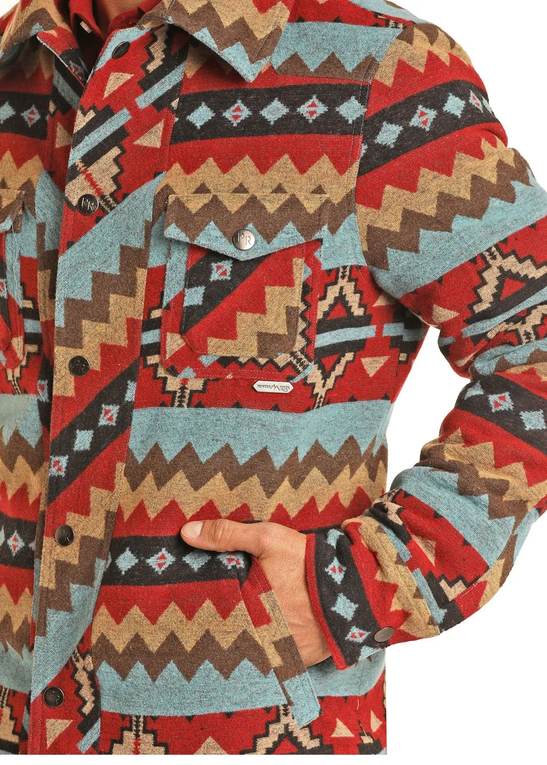 Men's Aztec Jacquard Jacket, Red