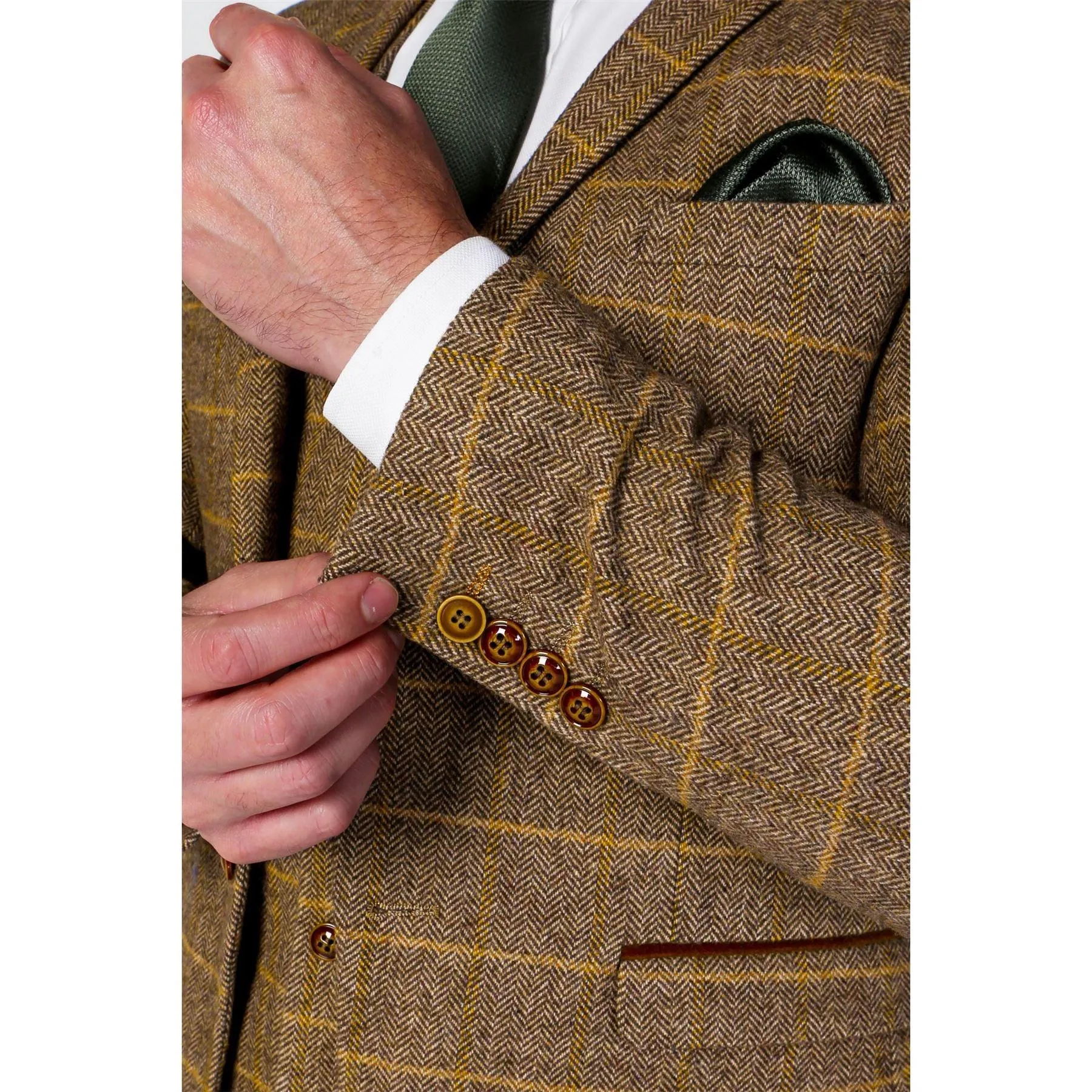 Men's Brown Blazer Tweed Herringbone Wool Blend Sport Coat