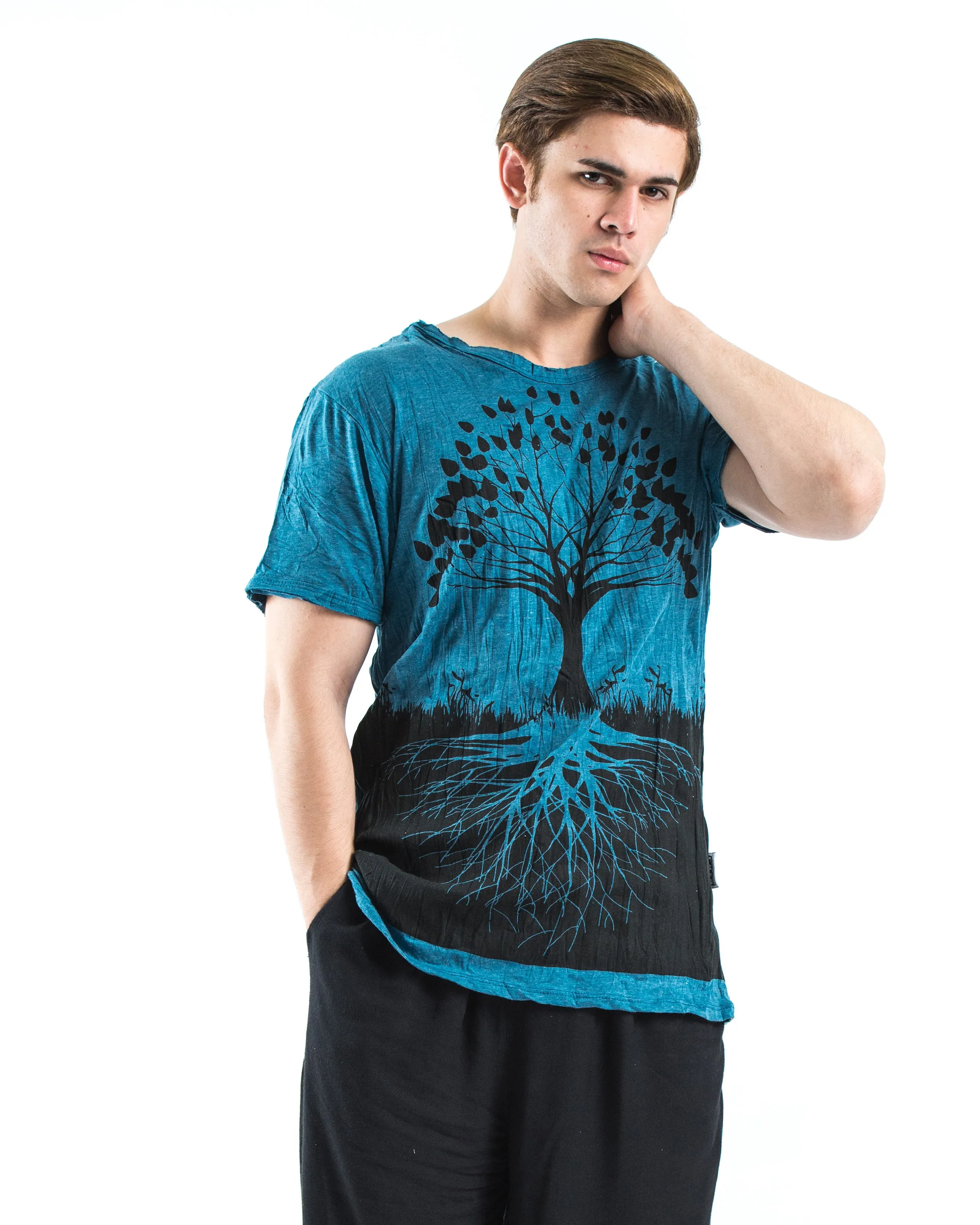 Mens Tree of Life  T-Shirt in Denim Blue