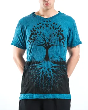 Mens Tree of Life  T-Shirt in Denim Blue