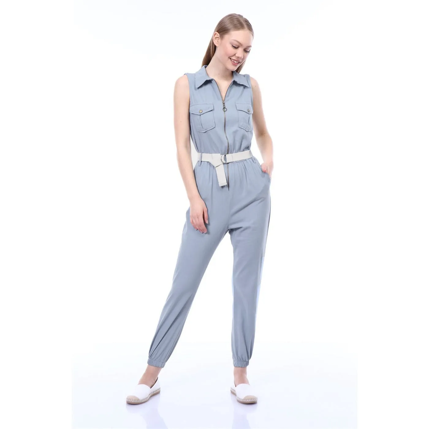 Mid Blue Denim Jumpsuit