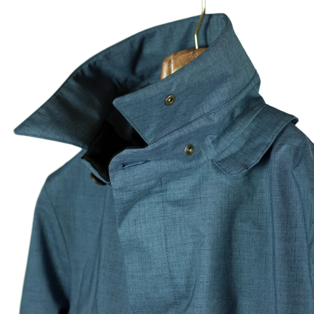 Mixed Denim Blue Single-Breasted raincoat