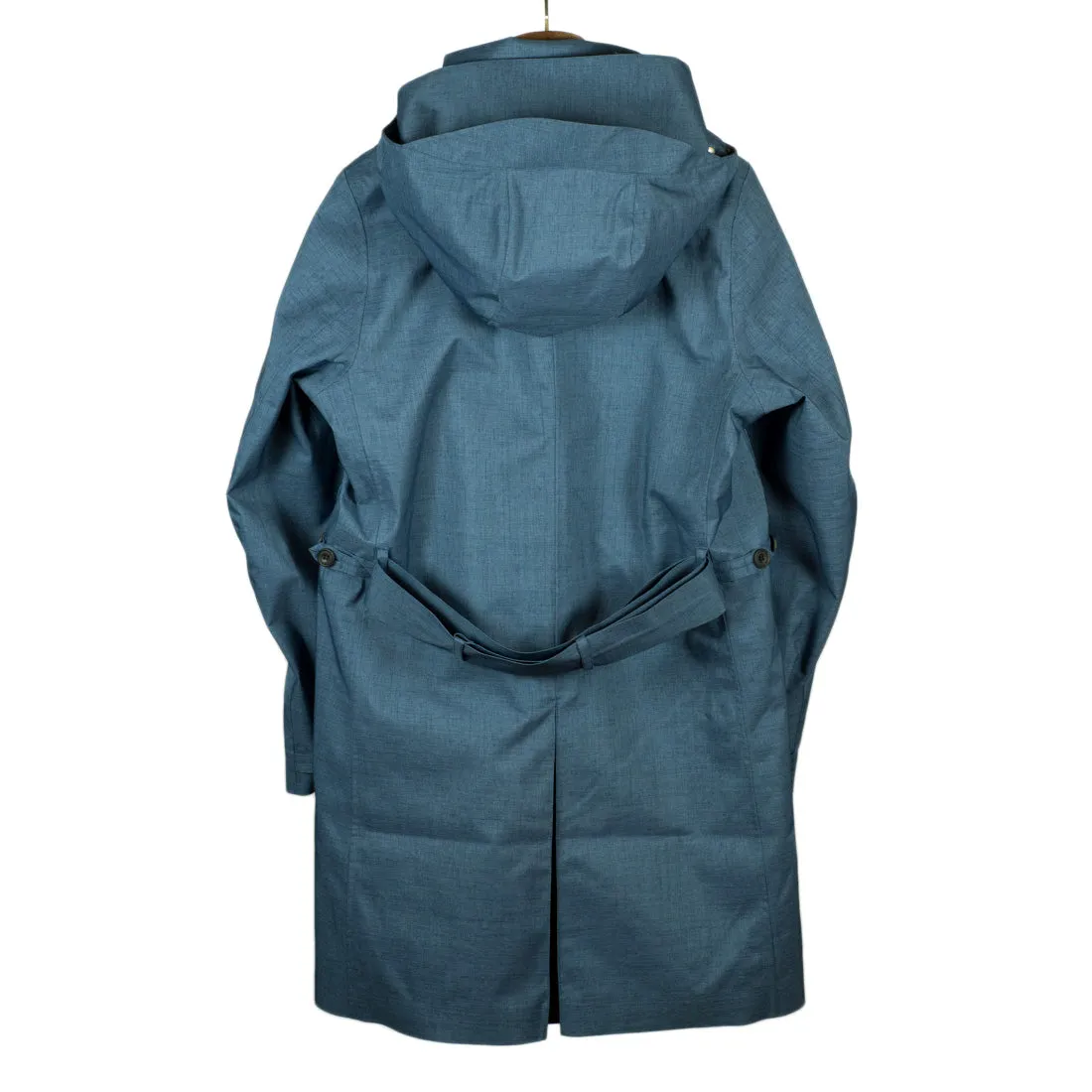 Mixed Denim Blue Single-Breasted raincoat