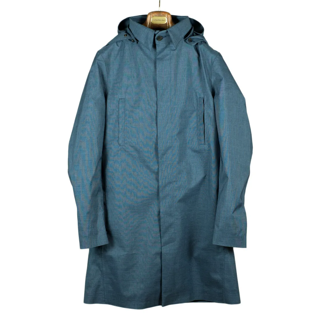 Mixed Denim Blue Single-Breasted raincoat