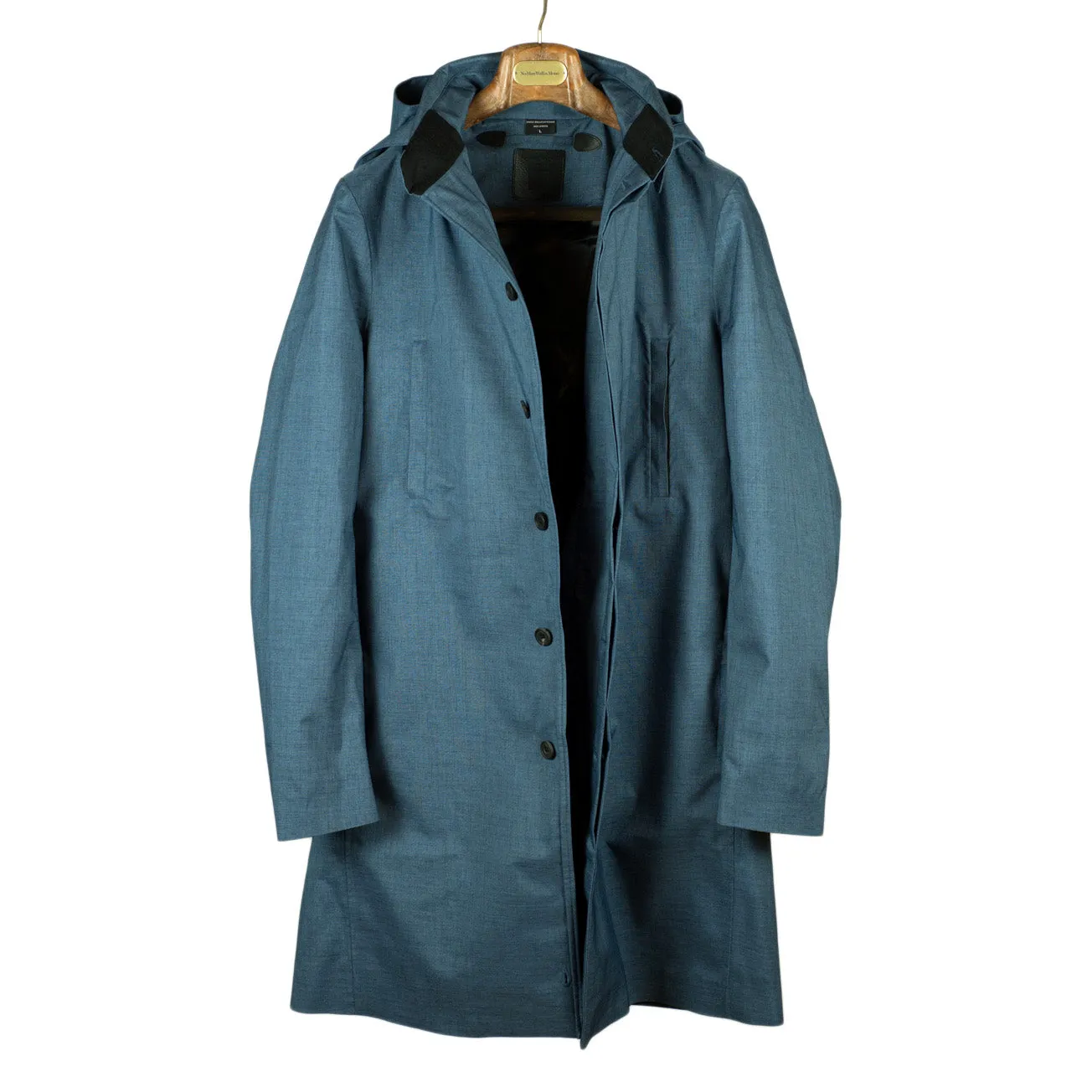 Mixed Denim Blue Single-Breasted raincoat