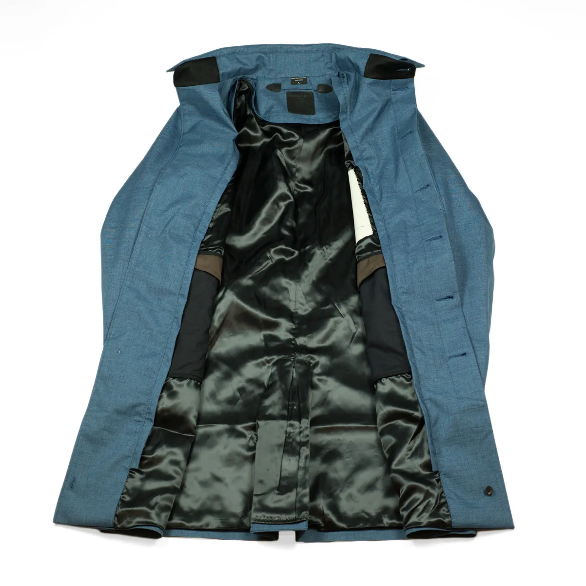 Mixed Denim Blue Single-Breasted raincoat