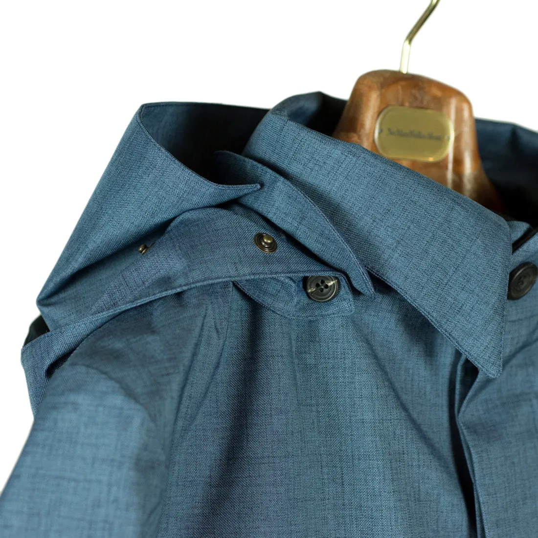 Mixed Denim Blue Single-Breasted raincoat