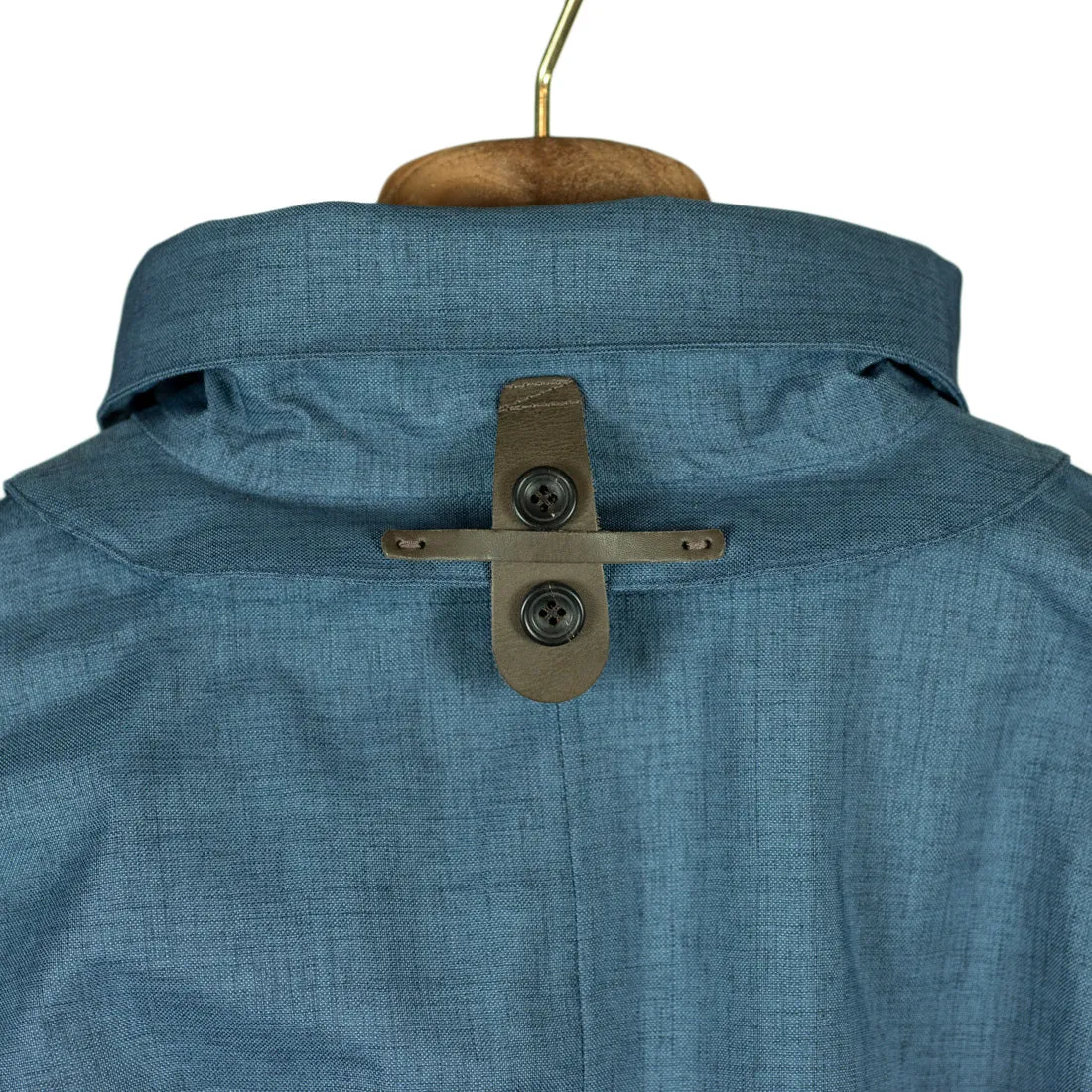 Mixed Denim Blue Single-Breasted raincoat