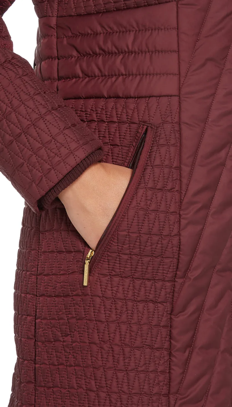 MIXED QUILTED 3/4 PUFFER COAT