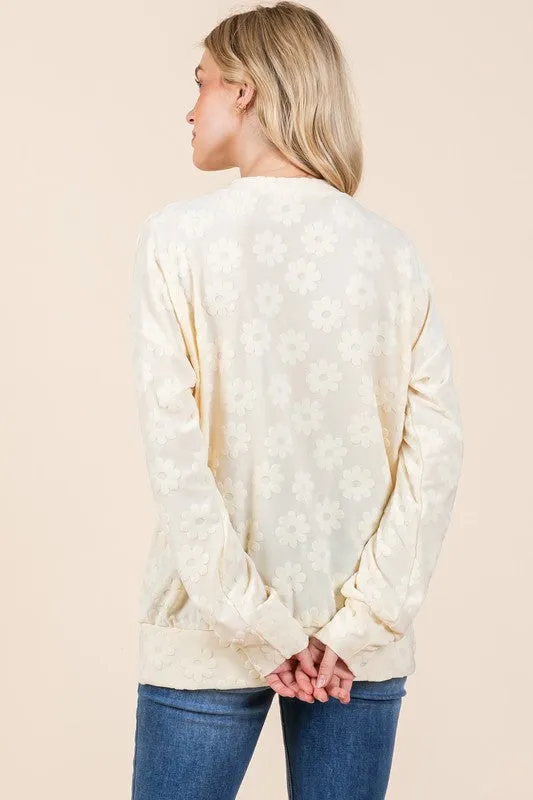 More To Love - Floral Textured Sweatshirt