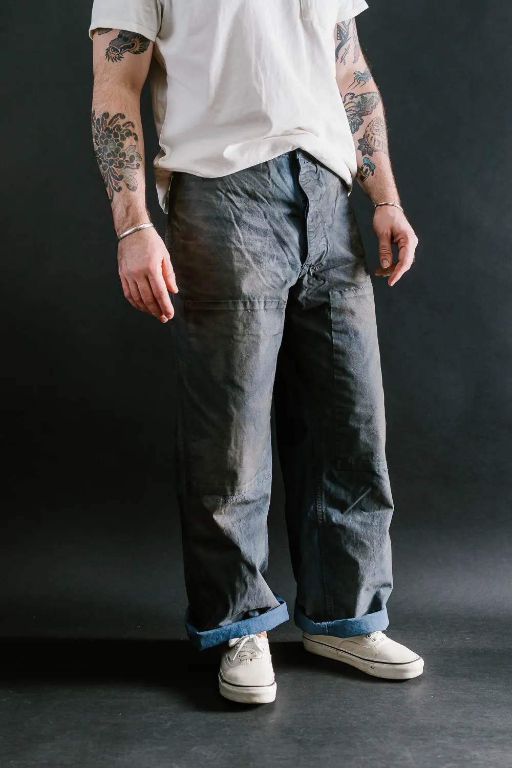 MSP-1007 - French Work Boro Pants - Distressed Blue