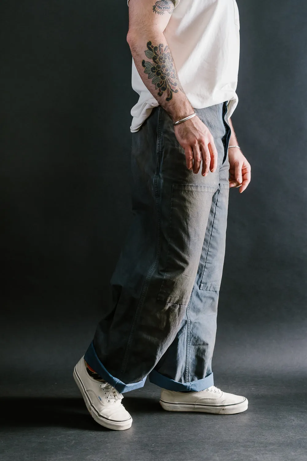 MSP-1007 - French Work Boro Pants - Distressed Blue