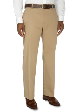 Non-Iron Cotton Chino Flat Front Pants - Dark Khaki