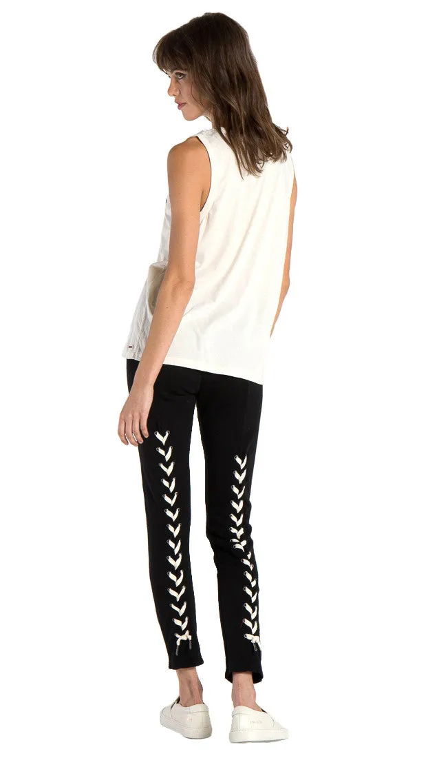 n:Philanthropy Reiko Lace Up Back Skinny Sweats Black