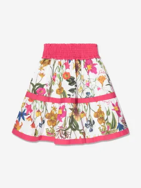 Patachou Girls Botanical Print Skirt in White