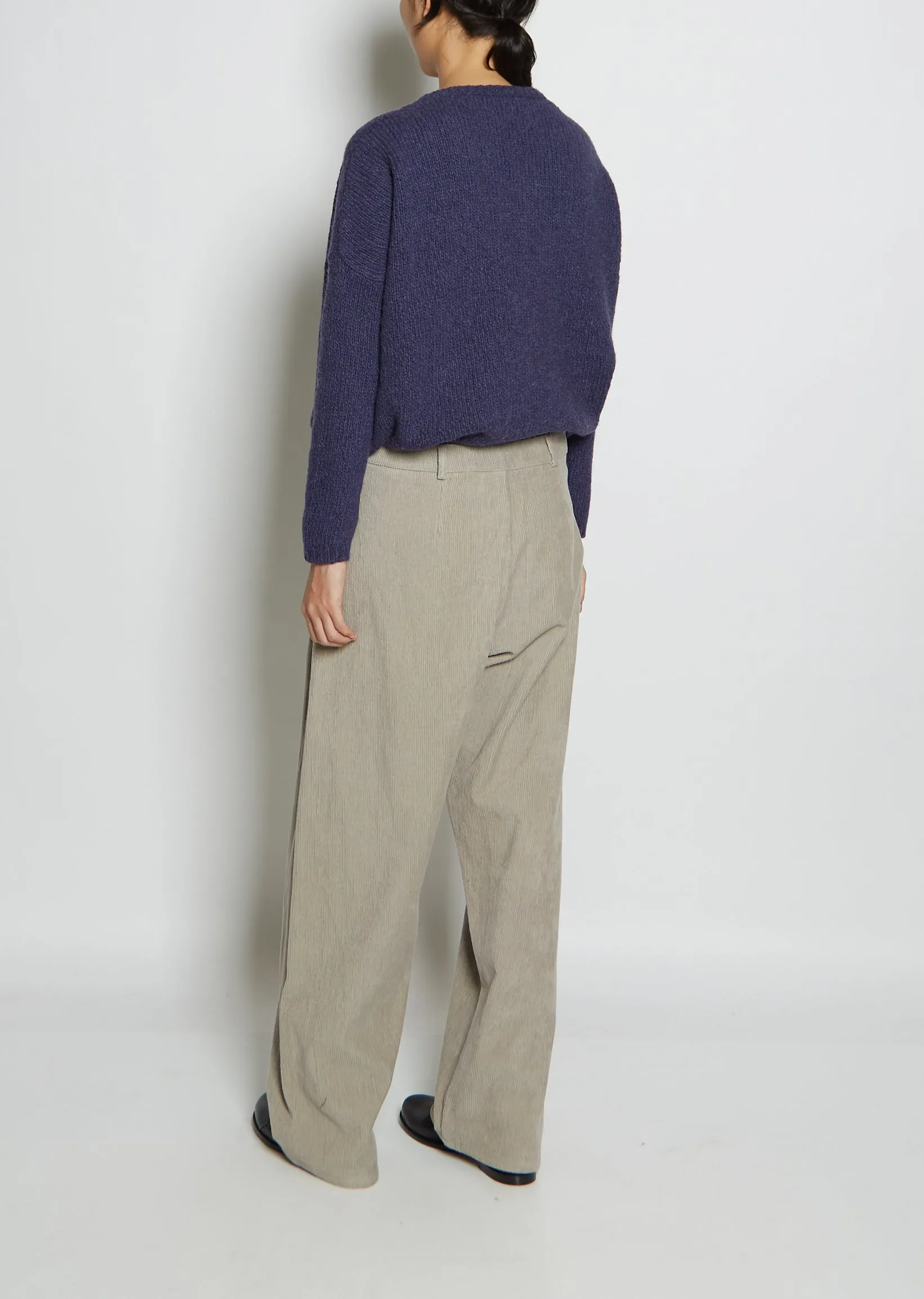 Pleat Front Cotton Corduroy Trousers — Ecru