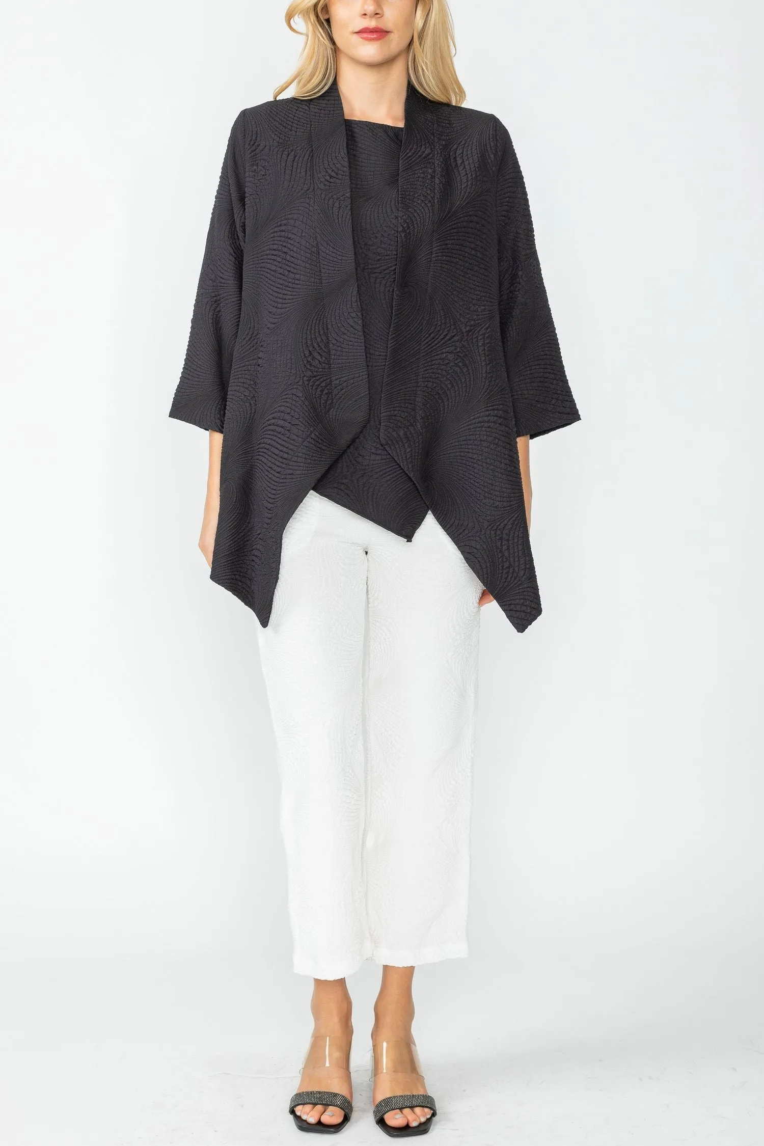 Plus Size Black Crop Kimono Cardigan