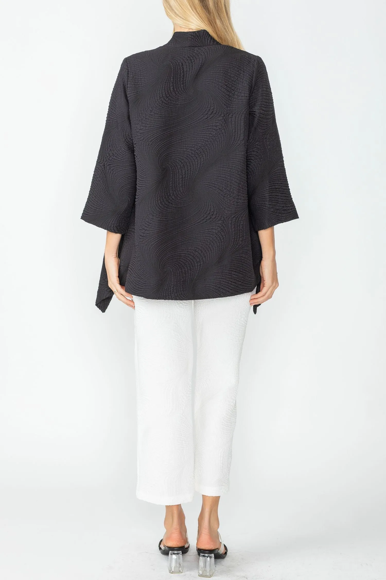 Plus Size Black Crop Kimono Cardigan