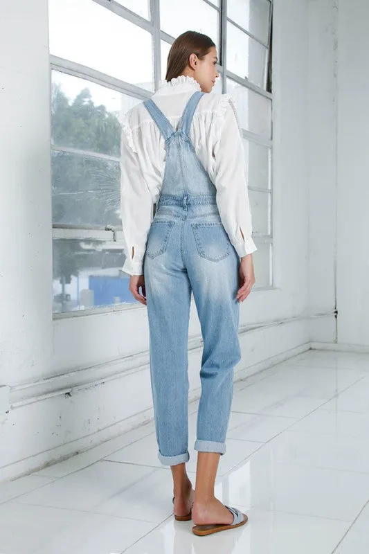 Pocket Detail Denim Overall Jumpsuit