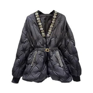 Pre Order:  Beaded Floral Quilted Jacket - Final Sale