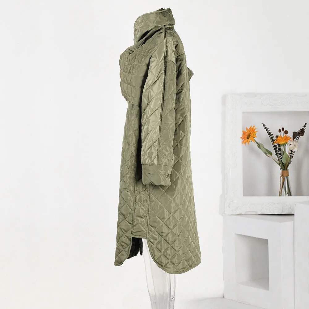 Pre Order:  Quilted Scarf Collar Loose Coat