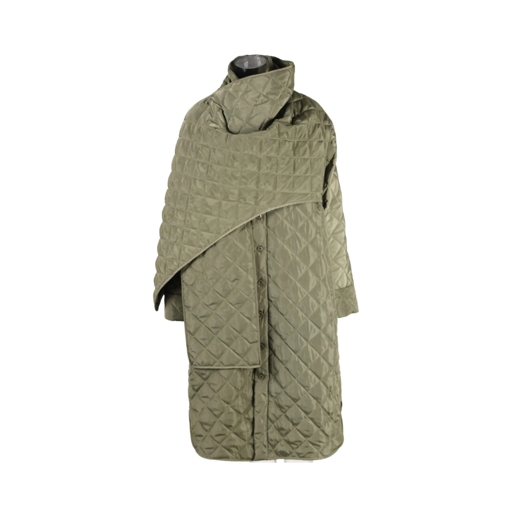 Pre Order:  Quilted Scarf Collar Loose Coat