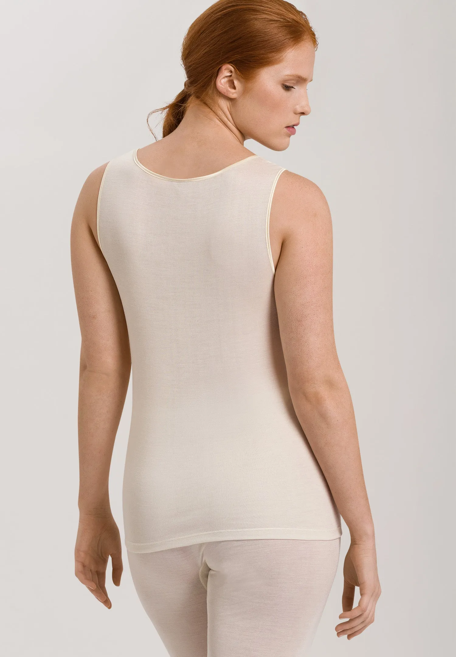 Pure Silk Silk Round Neck Tank Top | Pale Cream 71717-116