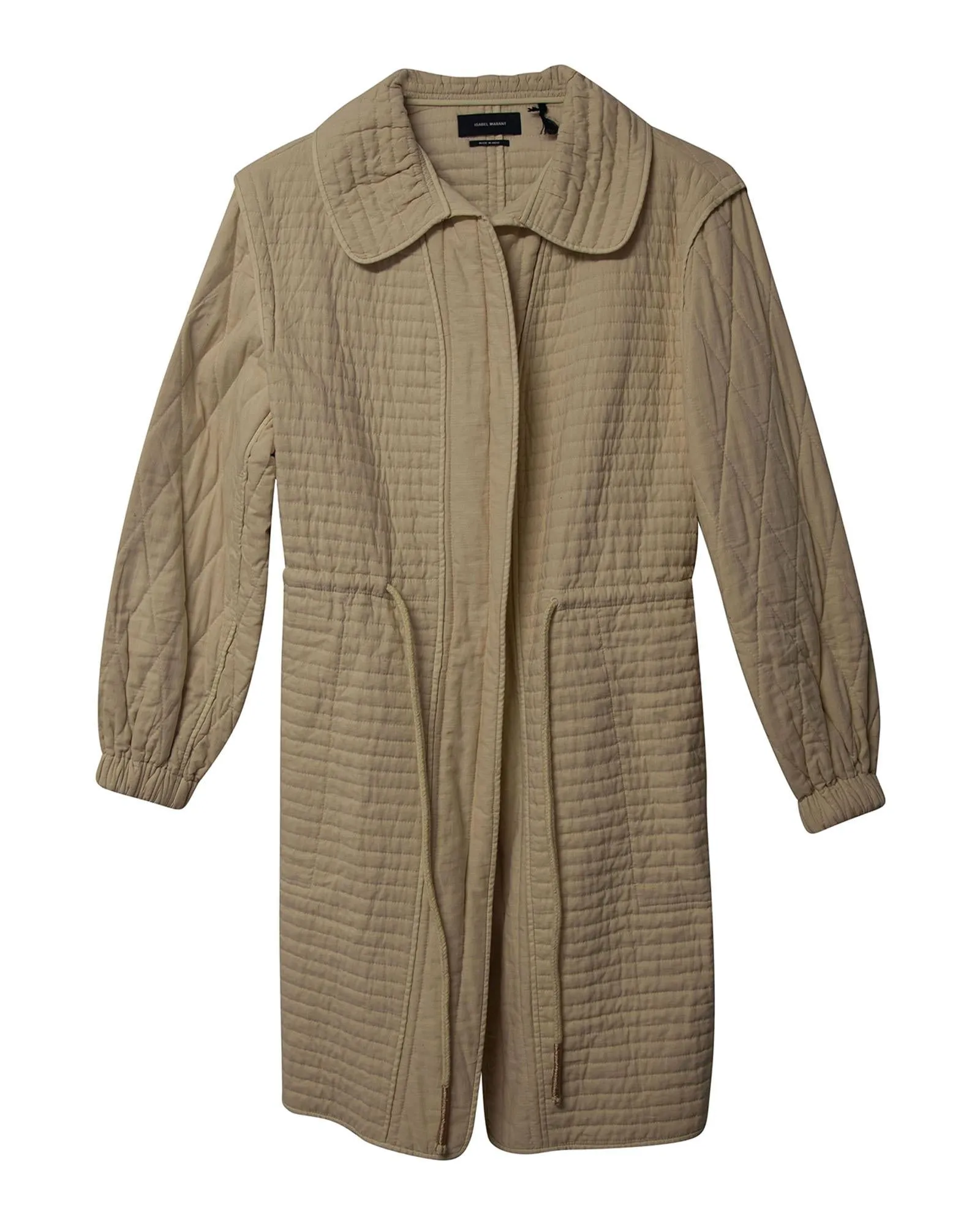 Quilted Padded Coat in Cream Cotton by Isabel Marant