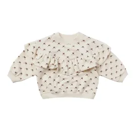 Quincy Mae Ruffle Fleece Sweatshirt - Hearts