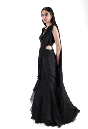 Raven Black Concept Saree Set