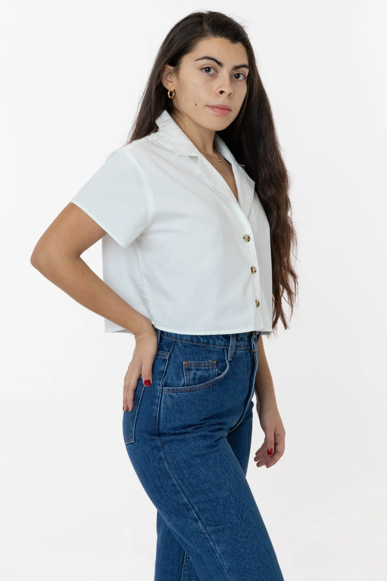 RCP315GD - Boxy Cropped Camp Collar Shirt