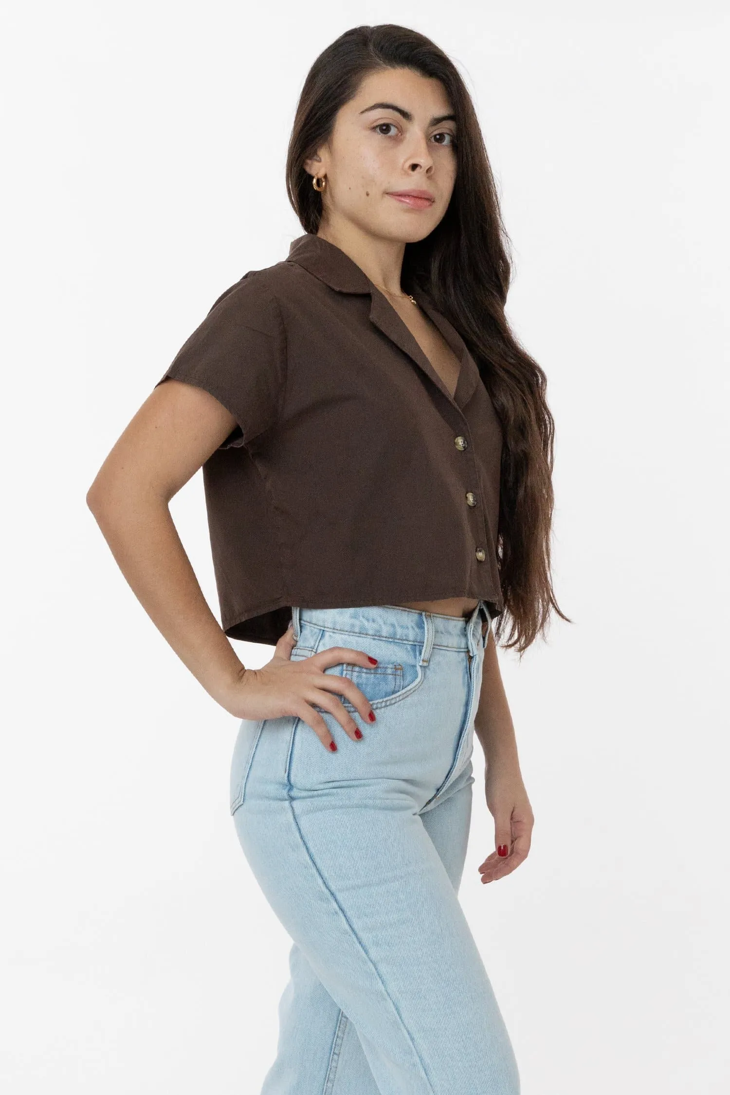 RCP315GD - Boxy Cropped Camp Collar Shirt