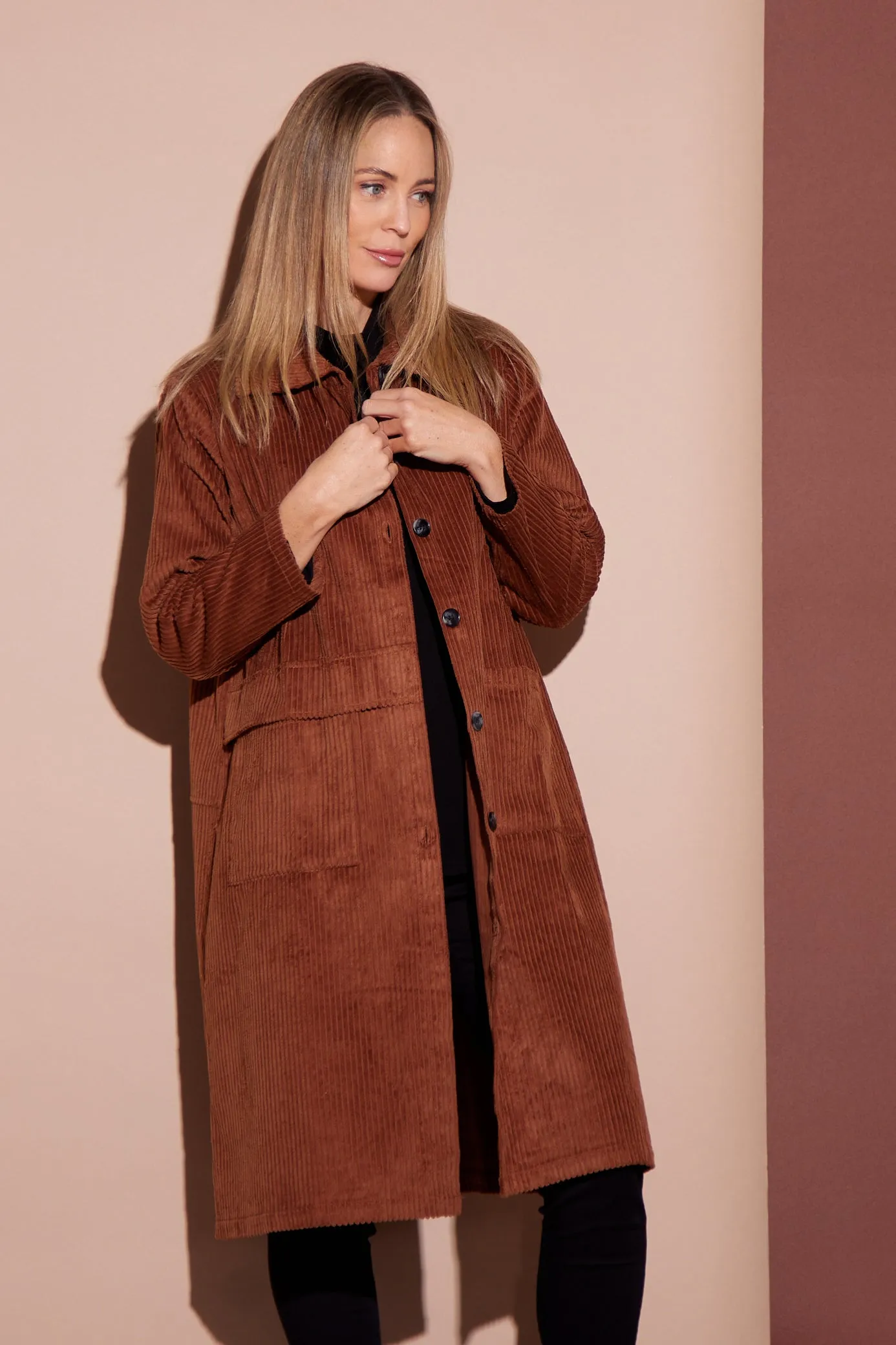 Rebecca Corduroy Shacket - Brown