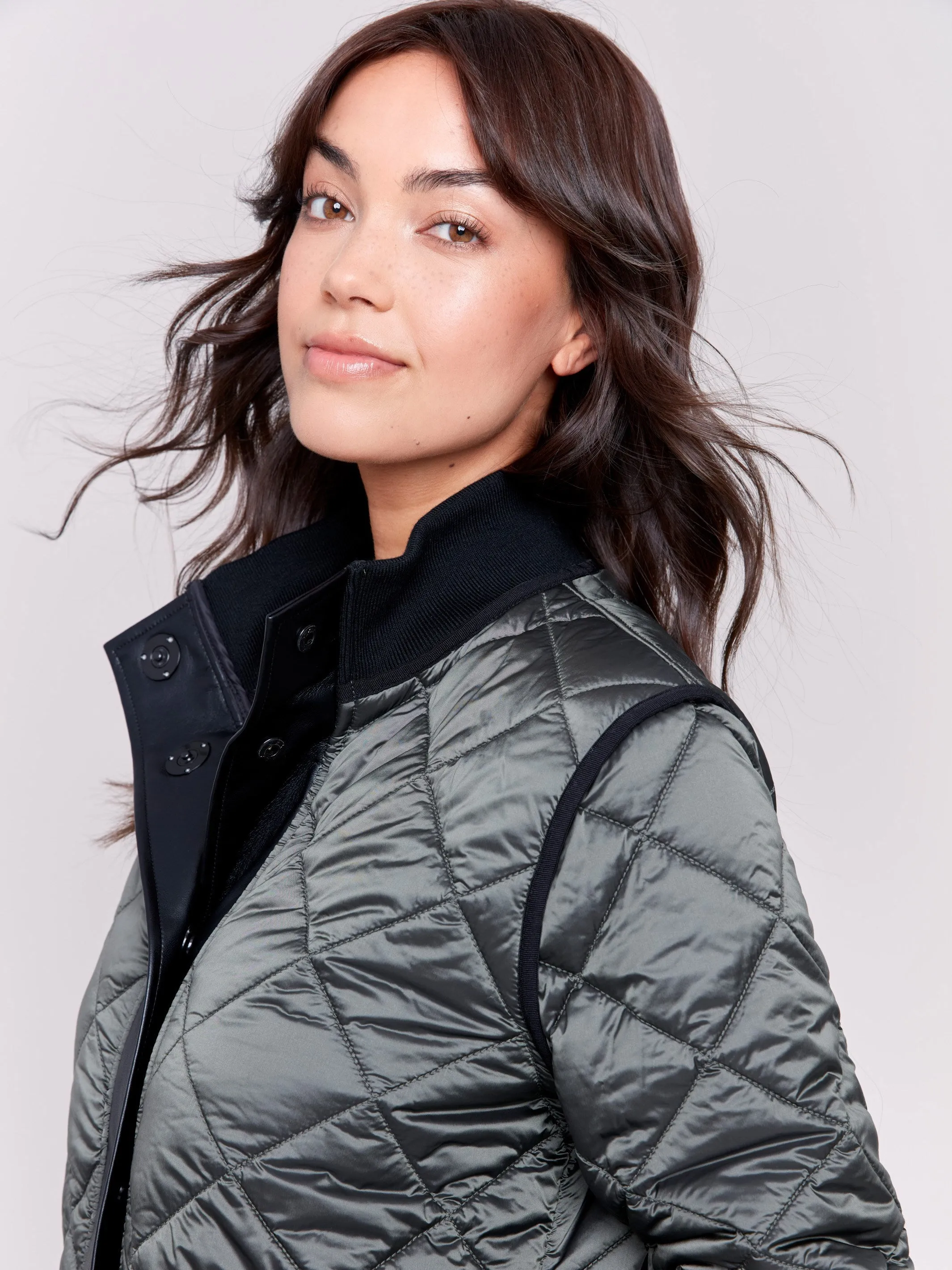 Reversible Quilted Puffer Jacket - Black