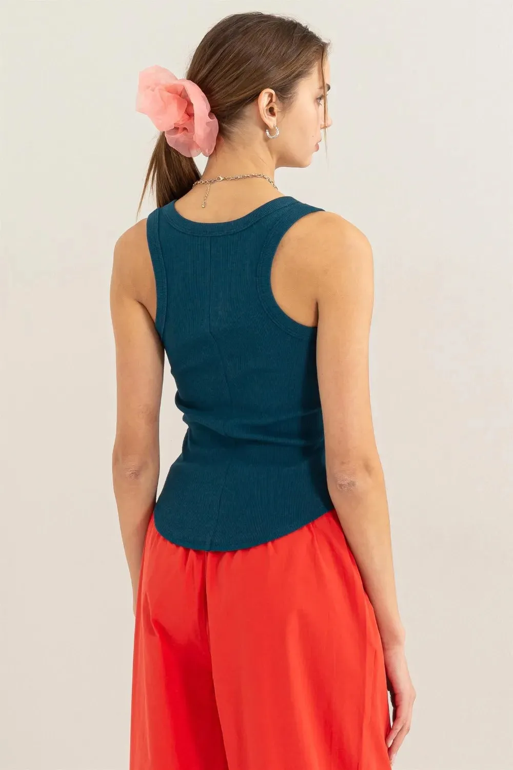 Ribbed Scoop Neck Racerback Tank