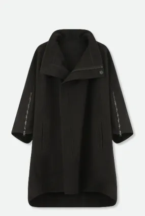 RICCIO ONE-SIZE COAT IN ITALIAN WOOL BLACK