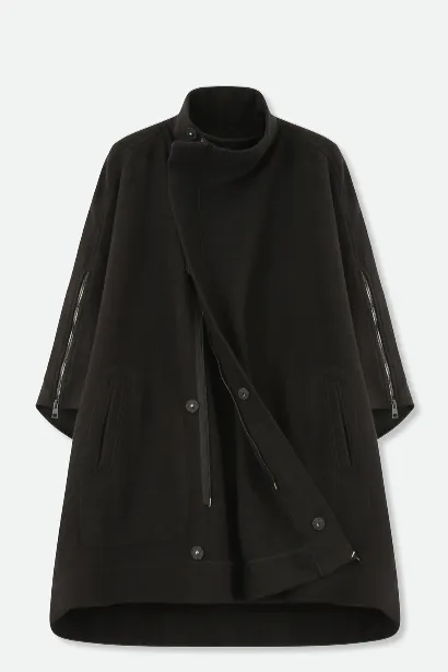 RICCIO ONE-SIZE COAT IN ITALIAN WOOL BLACK